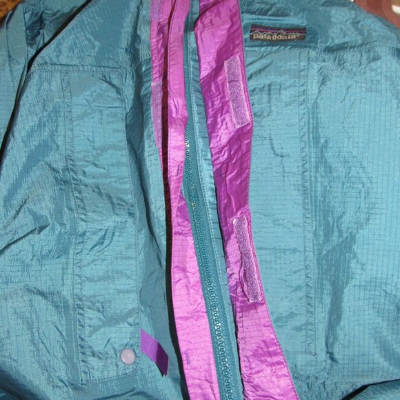 Vintage 90s PATAGONIA 86161 Seam Sealed Teal Green Hooded Rain Jacket sz XL/XXL - Picture 8 of 8